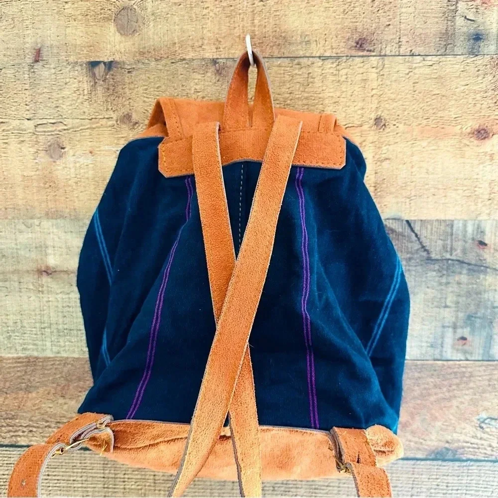 NWOT Guatemalan Embroidered Huipil Leather Backpack